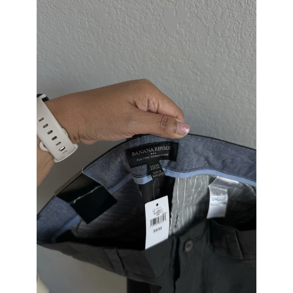 Banana Republic Pants Mens Size 33x32 Flint Gray Fulton Stretch Chino Office NEW